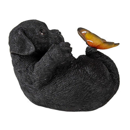 Hund mit Schmetterlingsfigur – Polyresin-Dekor