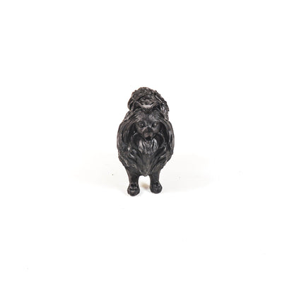 Schwarze Zwergspitz-Statue – Elegante Hundestatue