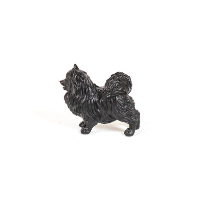 Schwarze Zwergspitz-Statue – Elegante Hundestatue