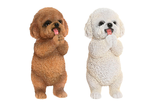 hond beeld staand wit bruin decoratie beeld hondje