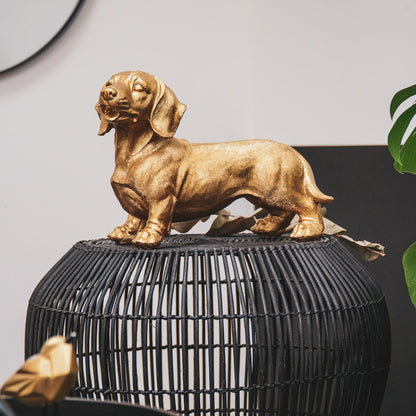 Goldene Dackelstatue – 31 × 14 × 23 cm – Verspielt &amp; Luxuriös