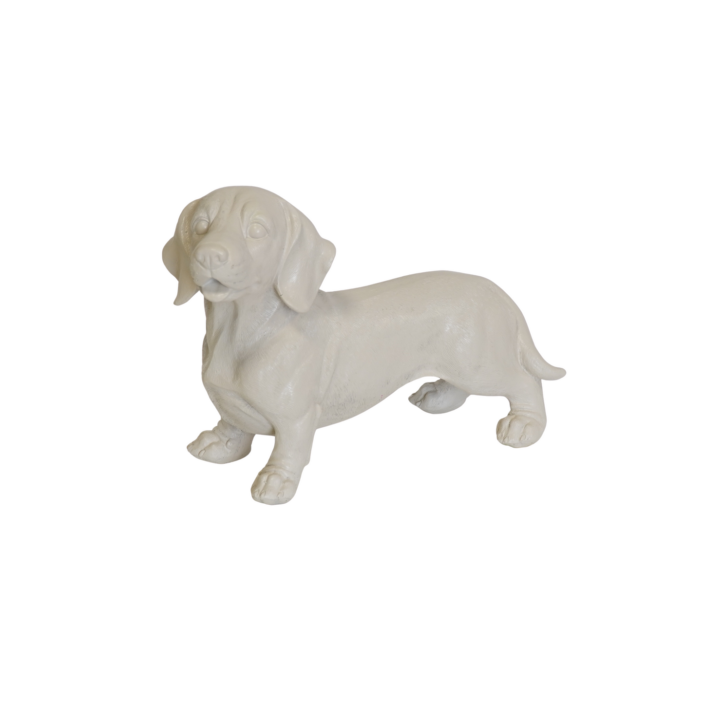 Beige Dackelstatue – 20 × 8 × 15 cm – Schlank &amp; Modern