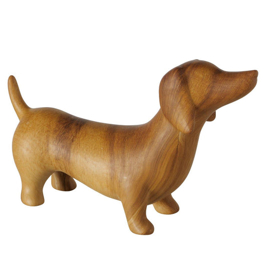 houten teckel beeld bruin hondenbeeld decoratie 23 cm houtlook