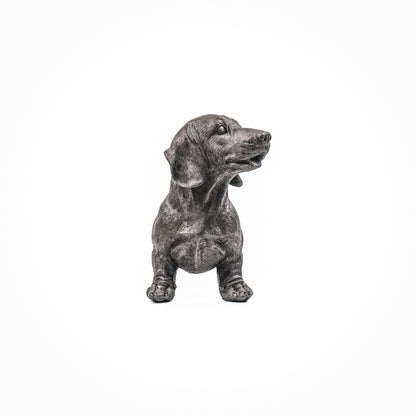 Schwarze Dackelstatue – 31 × 14 × 23 cm – Mattschwarzes Design