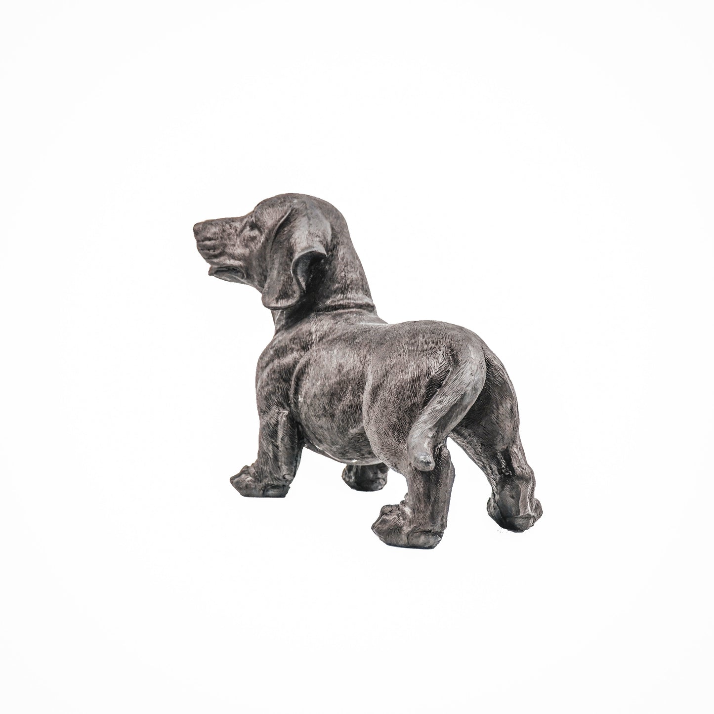 Schwarze Dackelstatue – 31 × 14 × 23 cm – Mattschwarzes Design