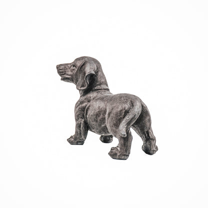 Schwarze Dackelstatue – 31 × 14 × 23 cm – Mattschwarzes Design