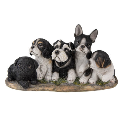 Beeld van 5 schattige puppy’s – Clayre & Eef honden decoratie van polyresin