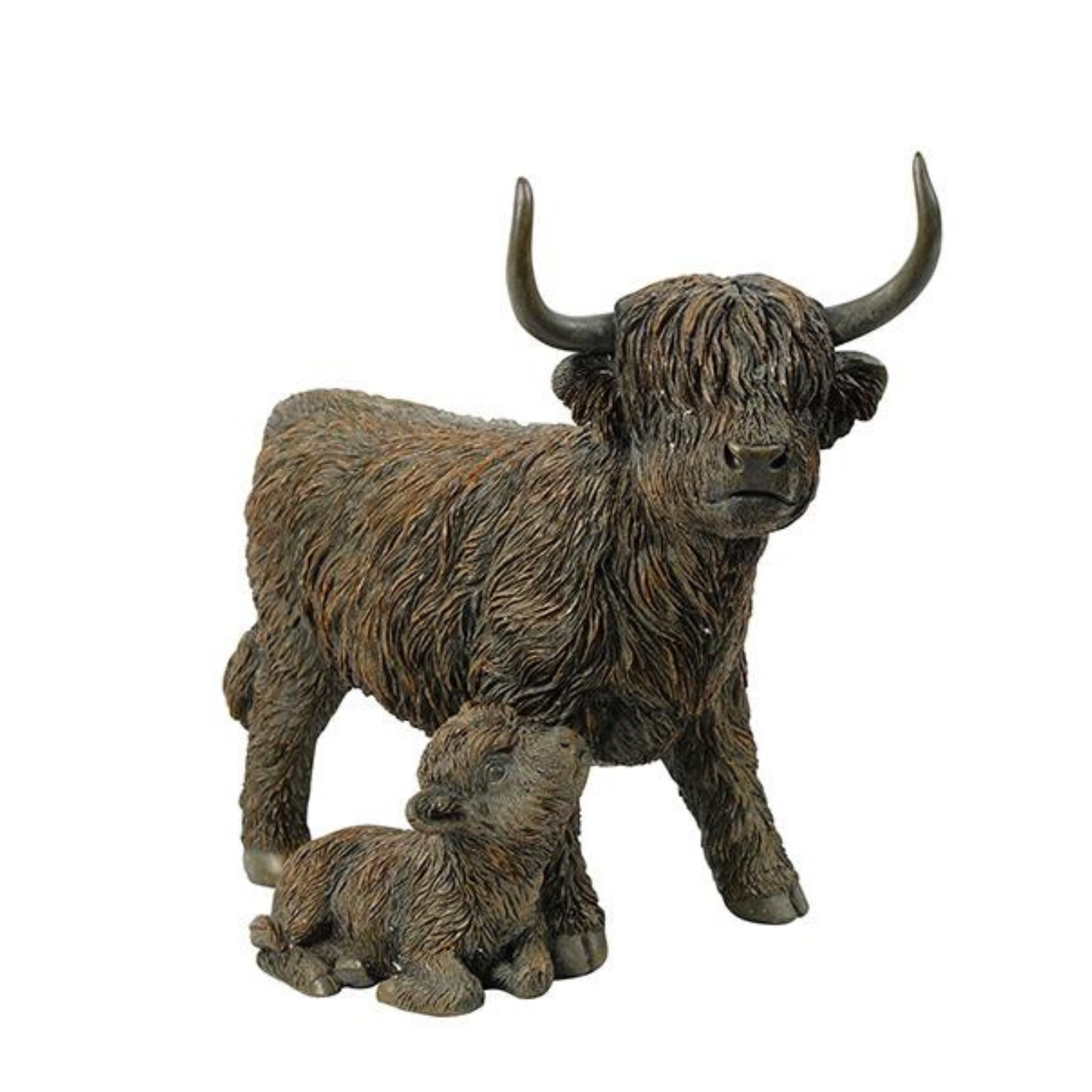 hooglander beeld met kalf bruin decoratie