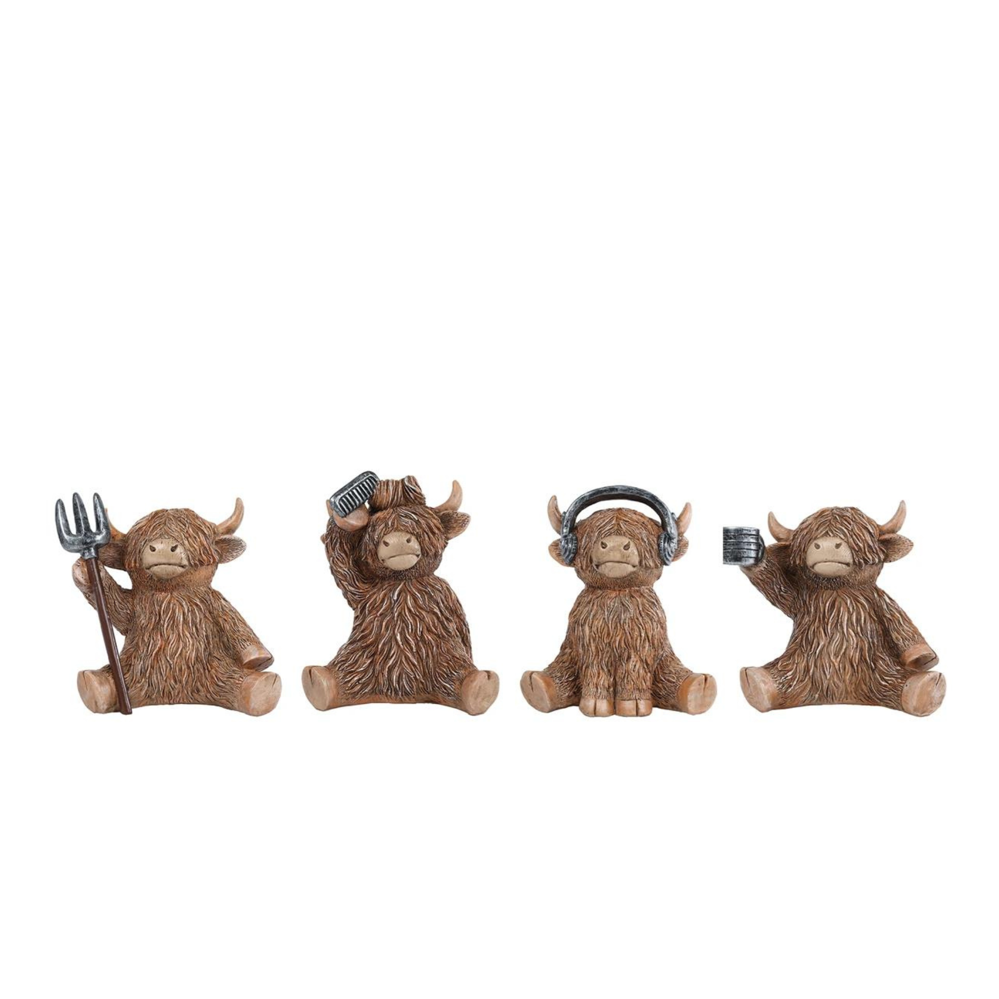 grappig hooglander beeld met accessoires decoratie