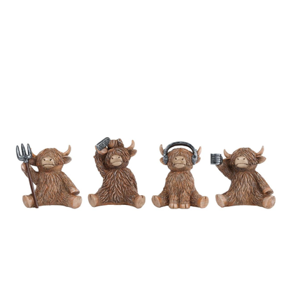 grappig hooglander beeld met accessoires decoratie