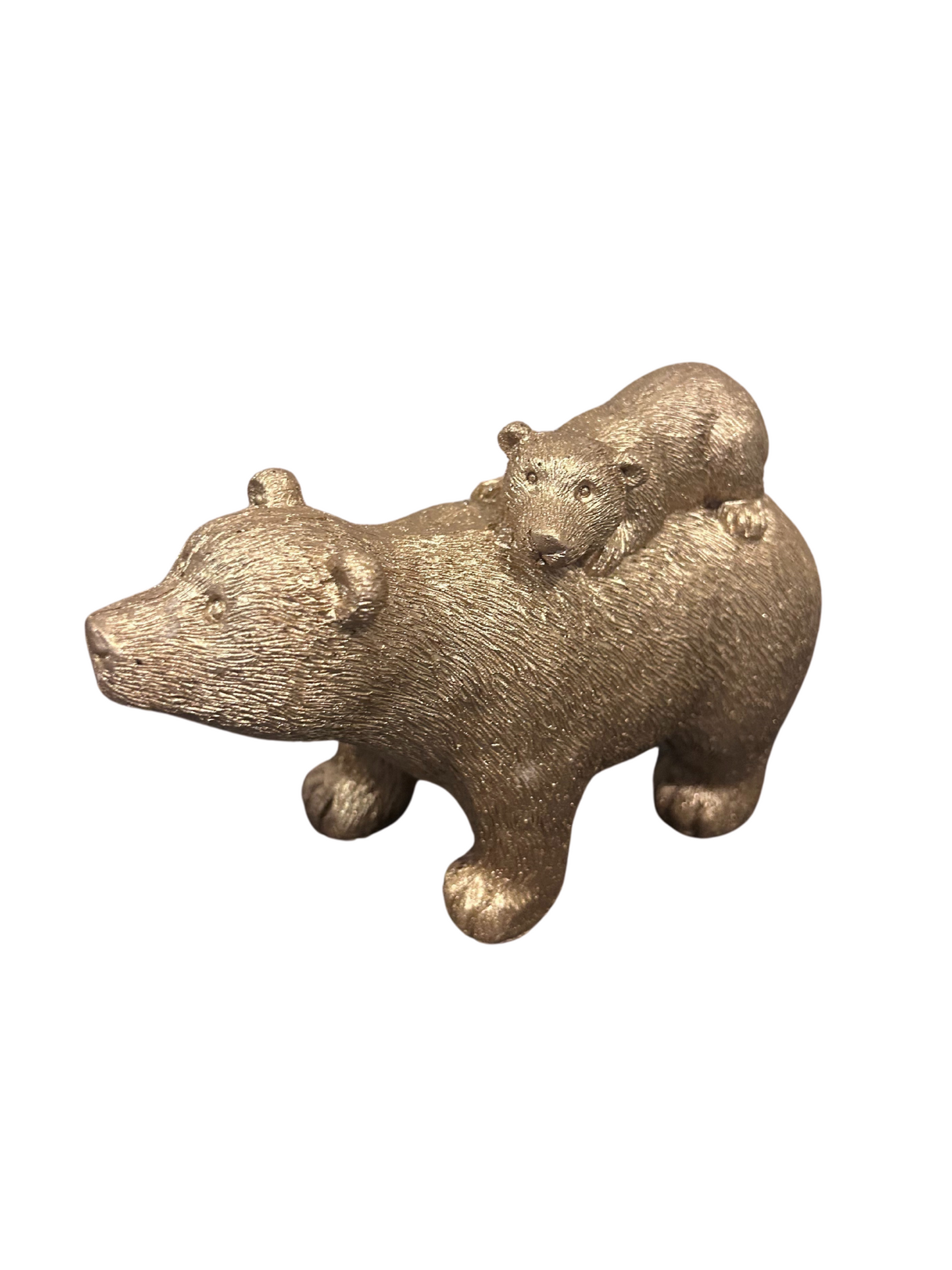 Goldener Eisbär mit Jungem – Statue