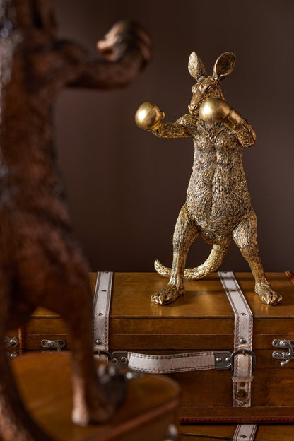 Gouden Kangoeroe met Bokshandschoenen – 45,5 cm