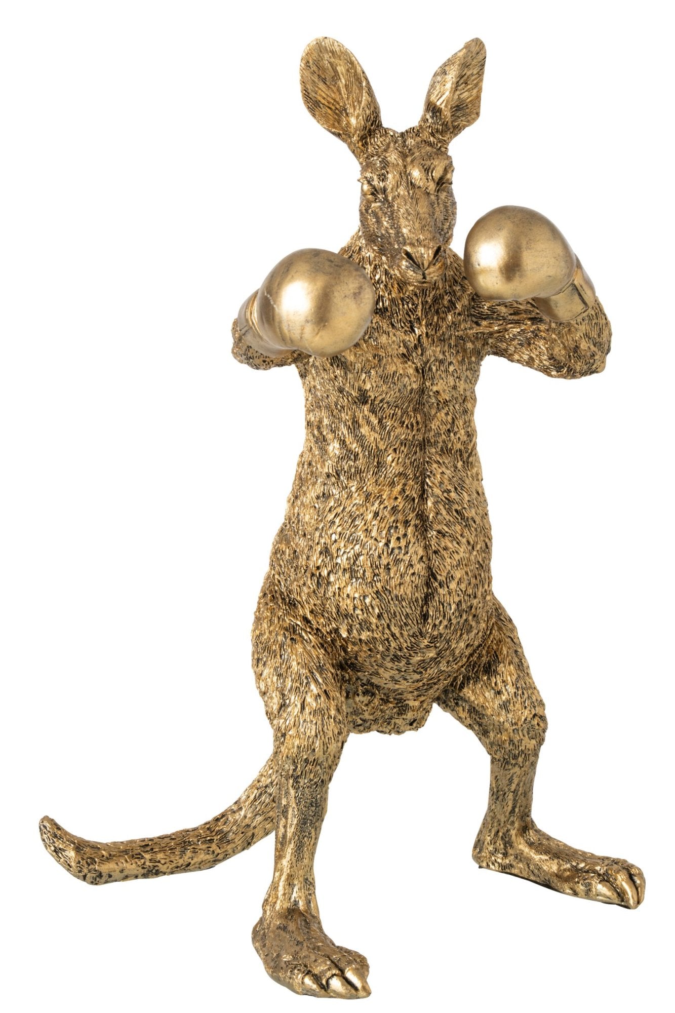 Gouden kangoeroe beeld met bokshandschoenen van J-Line 45,5 cm