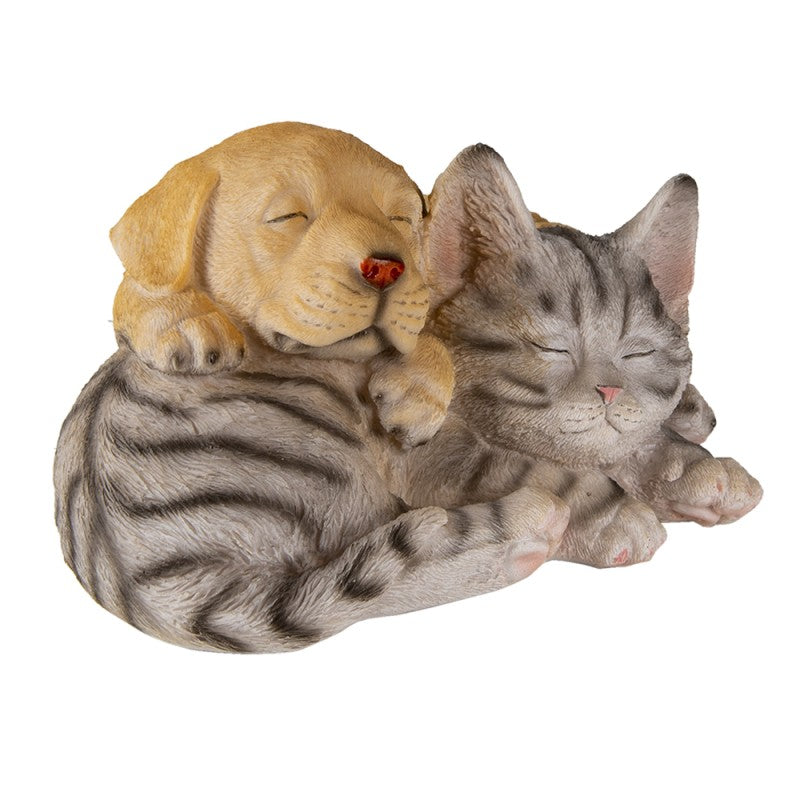 🐾 Beeld Slapende Kat & Hond  – 20x15x11 cm