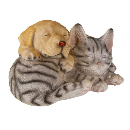 🐾 Beeld Slapende Kat & Hond  – 20x15x11 cm