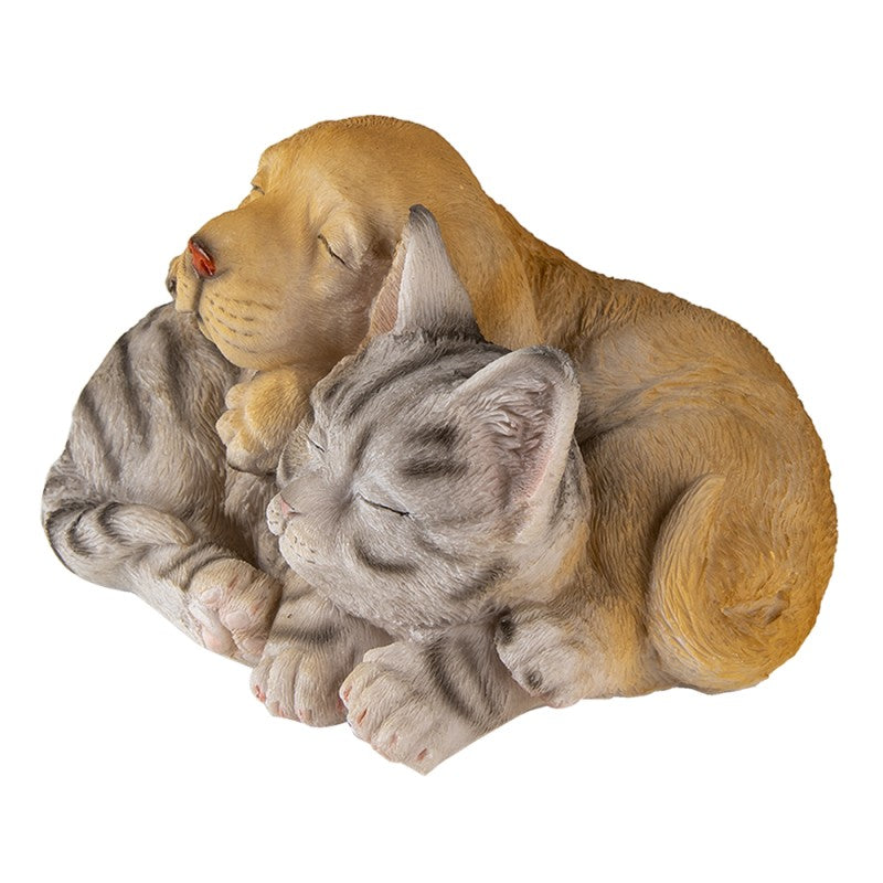 🐾 Beeld Slapende Kat & Hond  – 20x15x11 cm