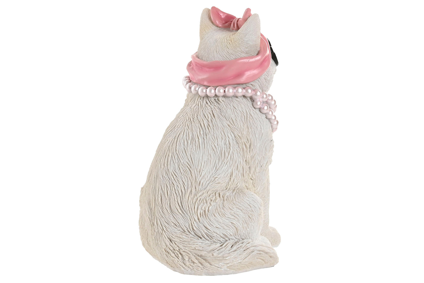 Decoratief Kattenbeeld met Bril & Parelketting – Roze of Blauw – 19,5 cm
