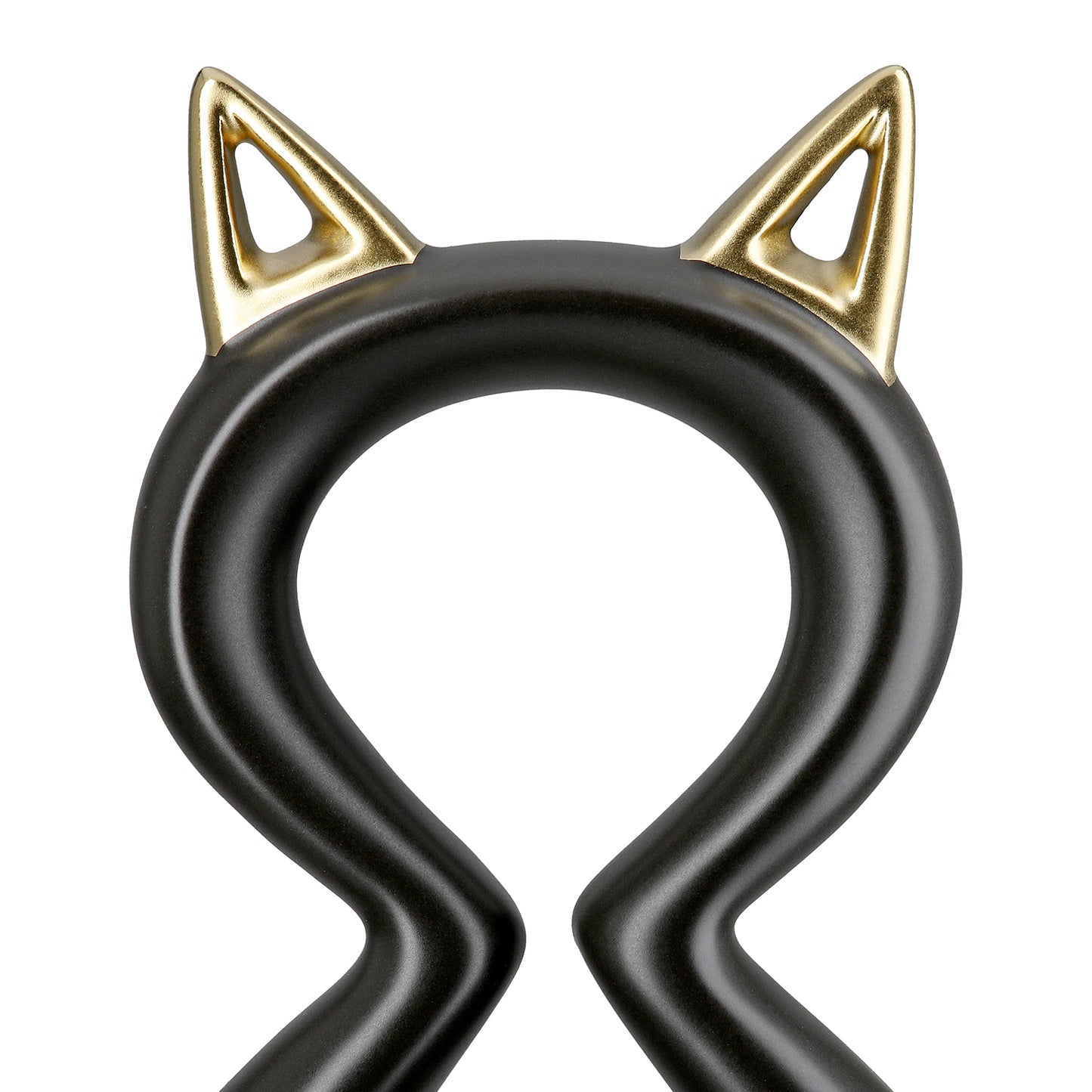 Künstlerische Katzenskulptur – Schwarz mit Gold (2 Größen)