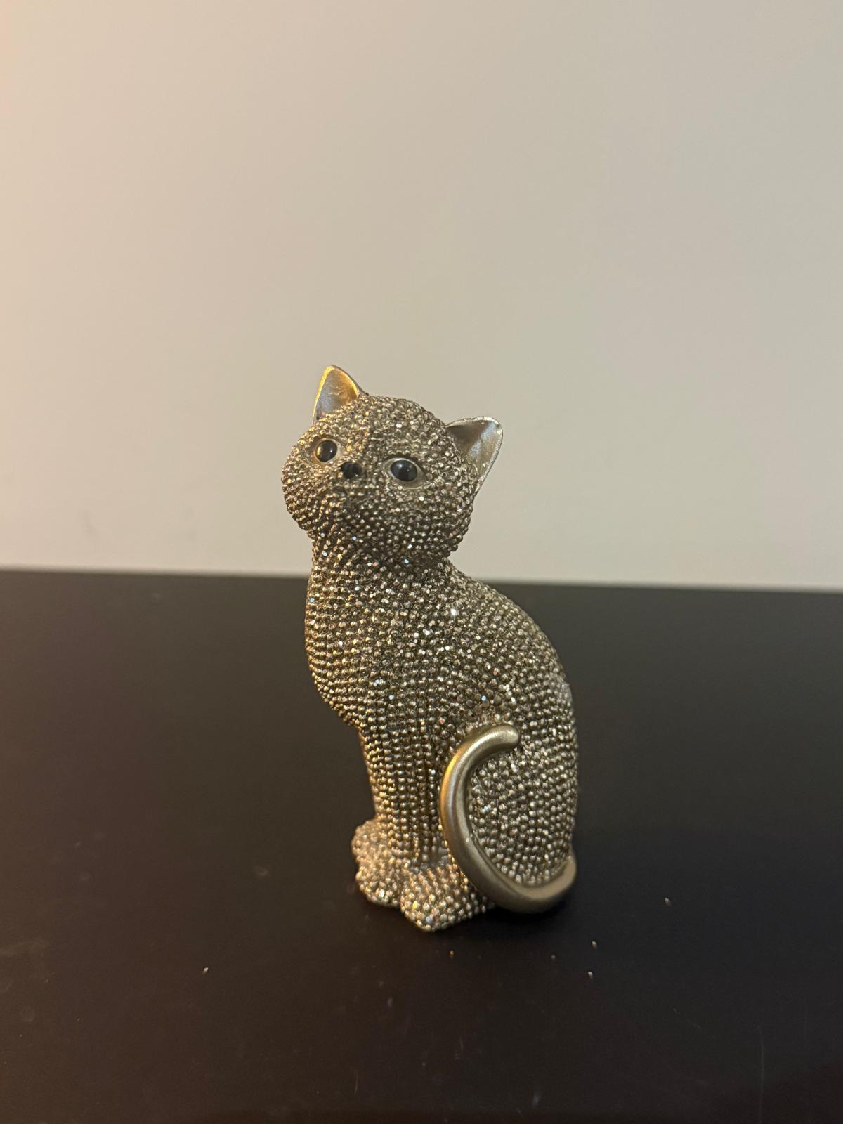 Kattenbeeldje Goud met Strass – 10,5 cm