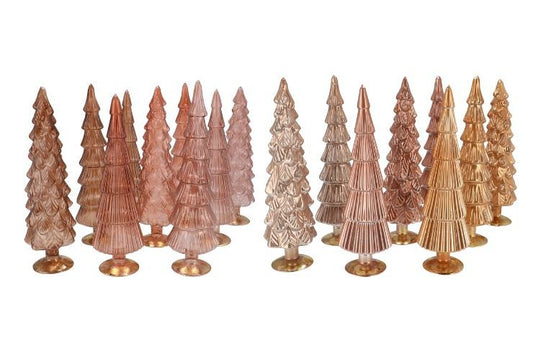 Assorti glazen kerstboom beelden – luxe kerstdecoratie – 9x9x35 cm