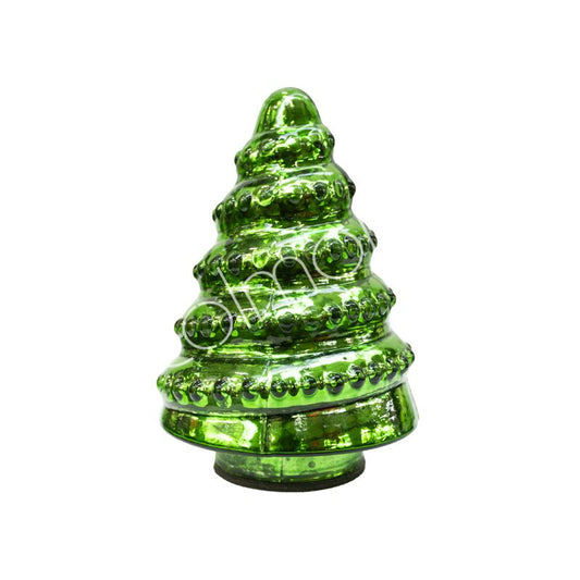 Groen glazen kerstboombeeld van Colmore – decoratief – keuze uit 8x8x11 cm of 11x11x16 cm