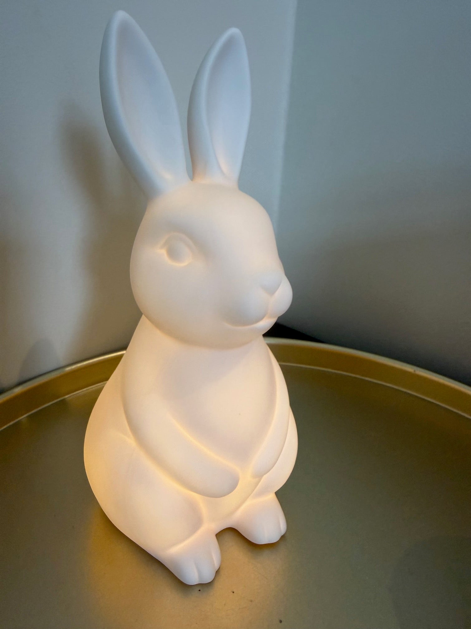 Wit keramiek konijn lamp LED 20,5 cm decoratie