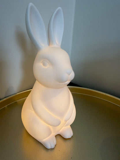 Wit keramiek konijn lamp LED 20,5 cm decoratie