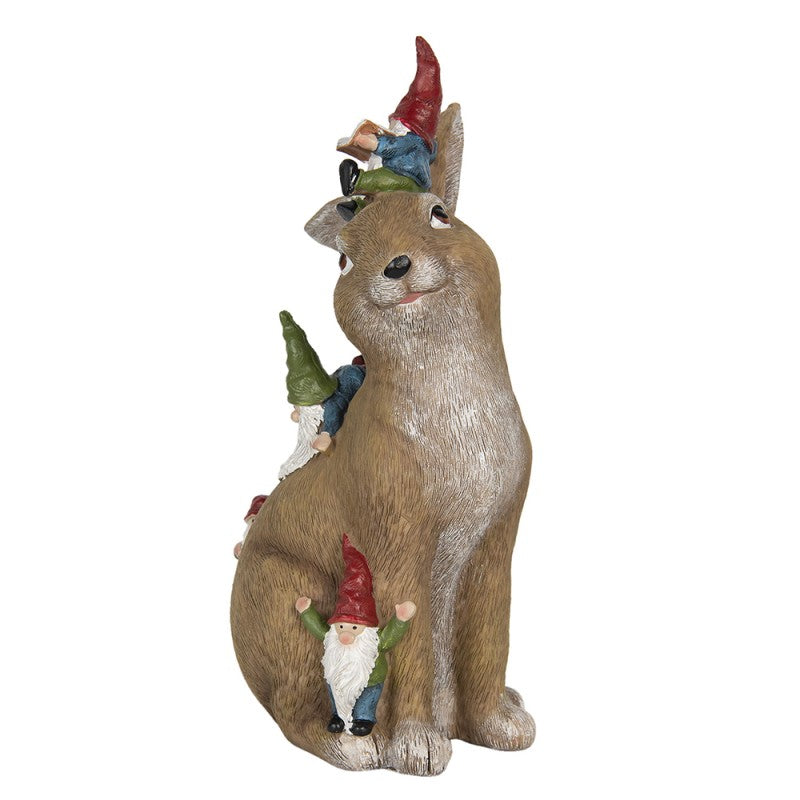 🐇 Konijn met Kabouters – 18x11x30 cm – Polyresin Beeld