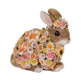 Konijn beeld met bloemen multicolor 18 cm Clayre & Eef