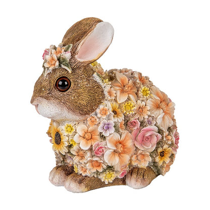 Konijn Beeld Decoratie met Bloemen Multicolor – 18 cm