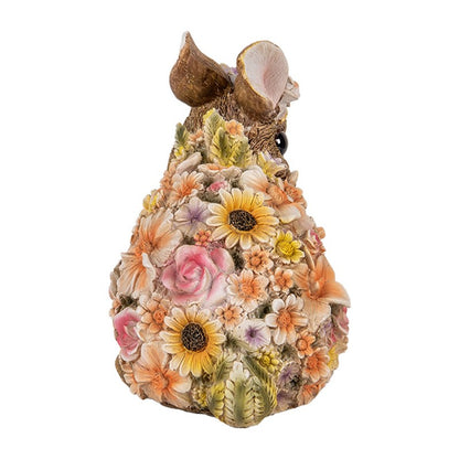 Konijn Beeld Decoratie met Bloemen Multicolor – 18 cm