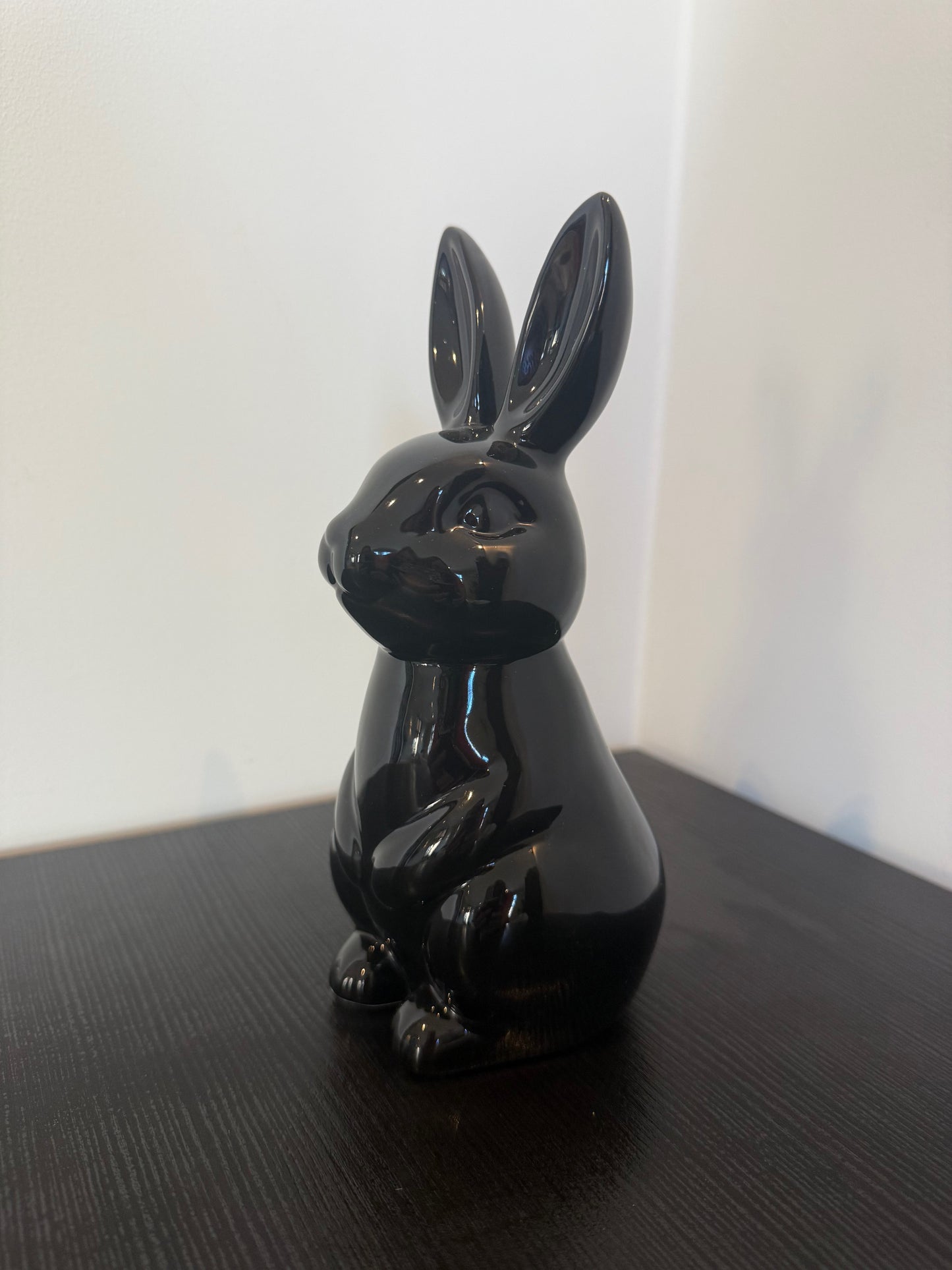 Decoratief Beeld Konijn – Zwart Keramiek – 20 cm