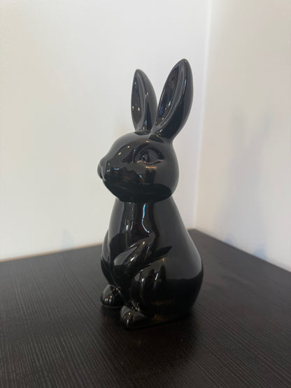 Decoratief Beeld Konijn – Zwart Keramiek – 20 cm