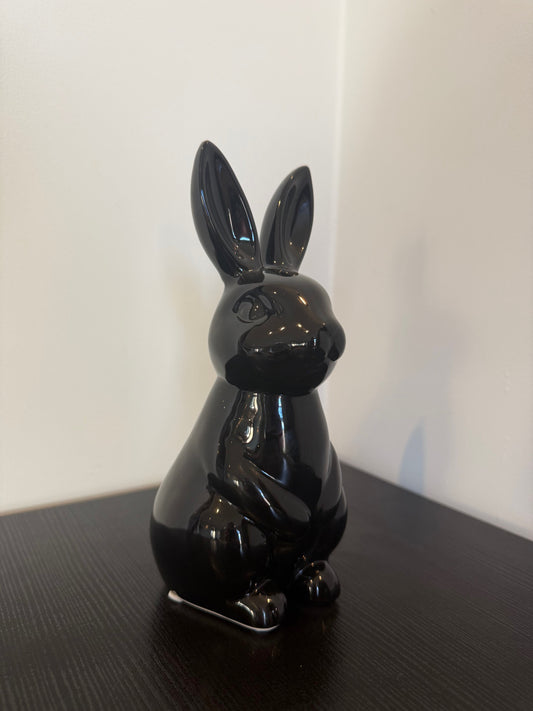 Decoratief beeld konijn zwart keramiek 20 cm