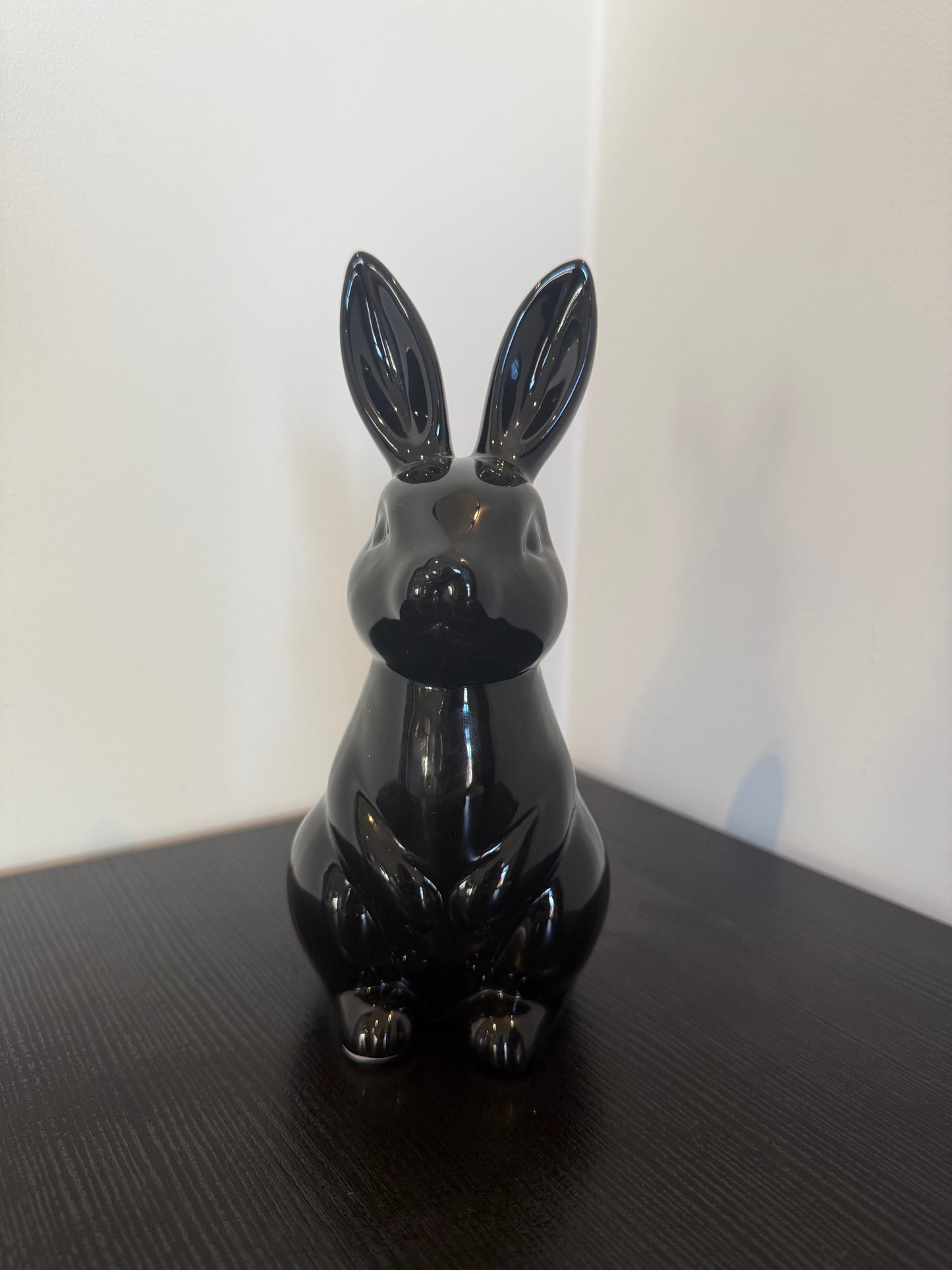 Decoratief Beeld Konijn – Zwart Keramiek – 20 cm