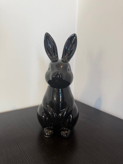 Decoratief Beeld Konijn – Zwart Keramiek – 20 cm