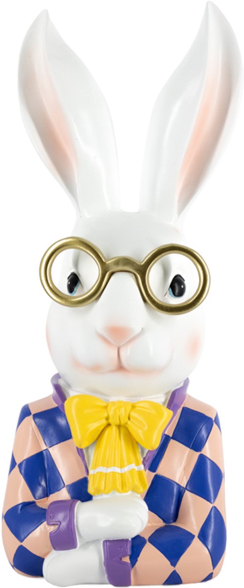Design Rabbit Statue with Glasses – Playful & Elegant – Polyresin – 38.2 cm