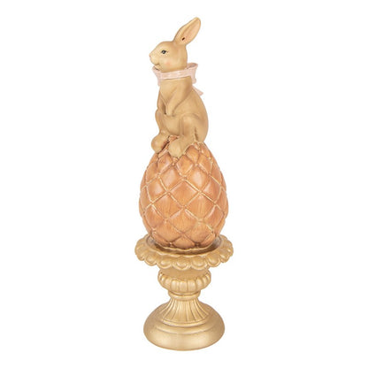 Decorative Statue Rabbit on Egg – Champagne with Gold-Colored Foot