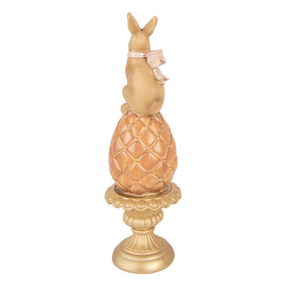 Decorative Statue Rabbit on Egg – Champagne with Gold-Colored Foot