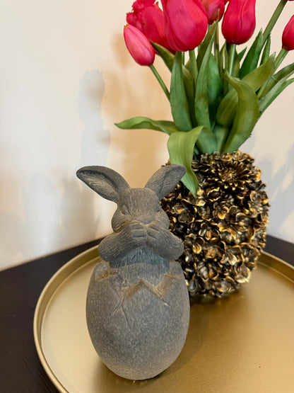 Beeld Konijn Vintage Grijs – Aardewerk – Brynxz – Landelijke Woondecoratie