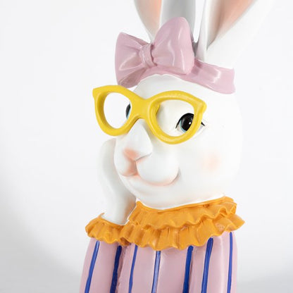 Design Rabbit Statue with Glasses – Playful & Elegant – Polyresin – 38.2 cm
