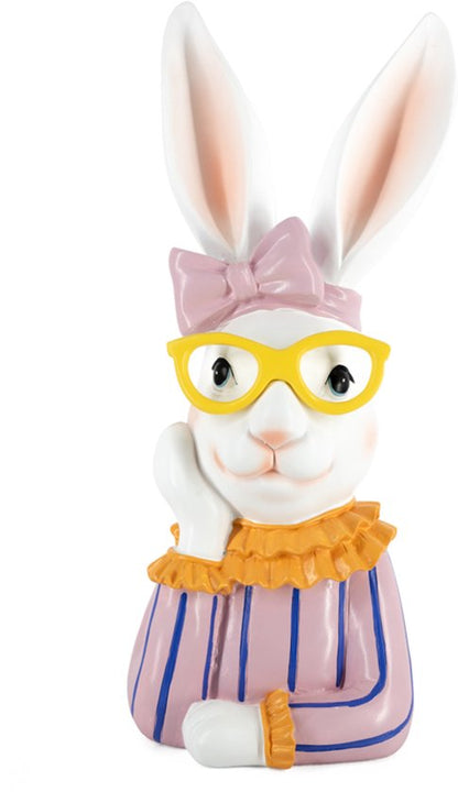 Design Rabbit Statue with Glasses – Playful & Elegant – Polyresin – 38.2 cm