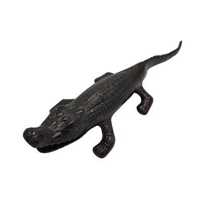 Krokodilstatue Antik Schwarz – Aluminium 63 cm