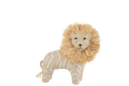 Löwenstatue Raffia Beige – Groß, Klein oder Set