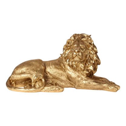 Dutch Style gouden beeld van een liggende leeuw XL 80 cm van polyresin
