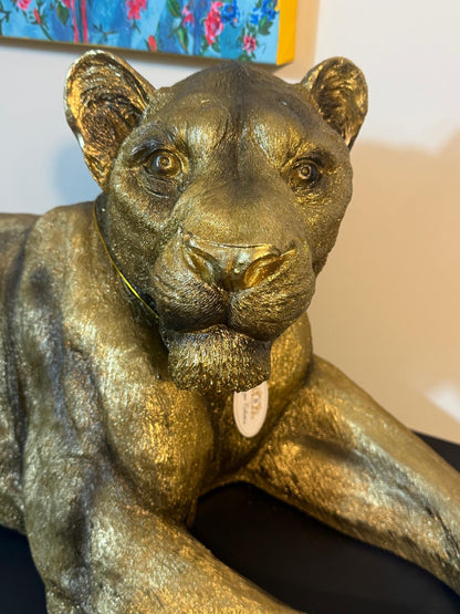 Beeld Leeuwin XL Goud 110 cm – Luxe Polyresin Dierenbeeld