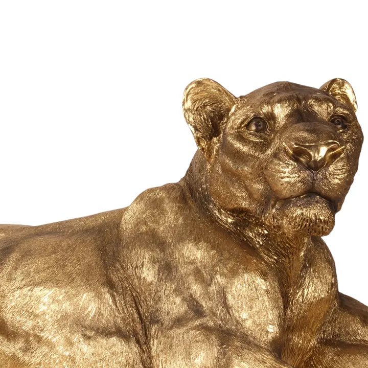 Beeld Leeuwin XL Goud 110 cm – Luxe Polyresin Dierenbeeld