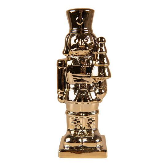Gouden notenkraker beeld – Clayre & Eef – keramiek – kerstdecoratie 19 cm