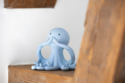 octopus beeld horen zien zwijgen lichtblauw klein j-line decoratie