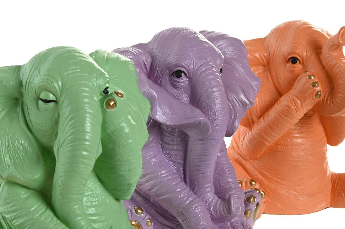 Olifant Beeld Zittend Mint Lila Oranje – Decoratie Beeld